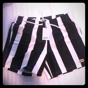 BATHER NAVY AND BLACK STRIPED SWIM TRUNK